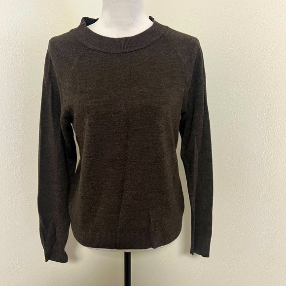 Mercer Street Studio Womens Sweater Small Chocolate Brown Zip Back Long Sleeve - Picture 1 of 11